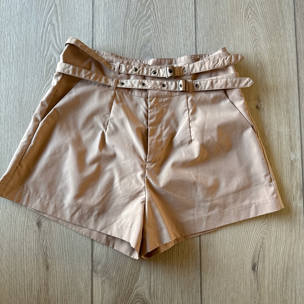 Kittenish Women's Tan Belted Shorts
